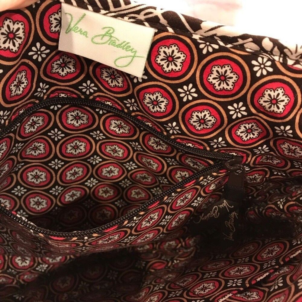 Vera Bradley Womens Imperial Toile Tote Bag Brown Hummingbird Floral Zipper M - Picture 12 of 12